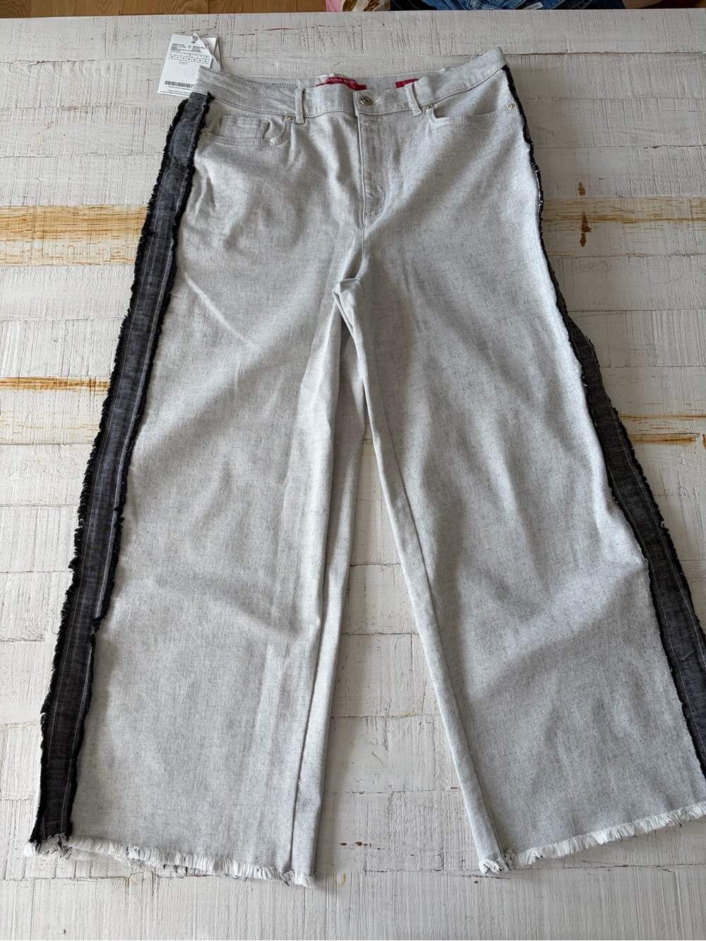 Marina Rinaldi Marina Sport NWT size 16 Radiale Wide Leg Jeans Grey Cotton Denim